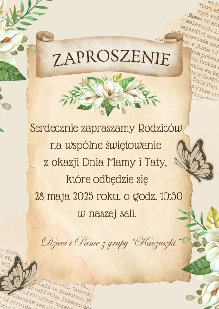 ZAPRASZAMY MAMĘ I TATĘ